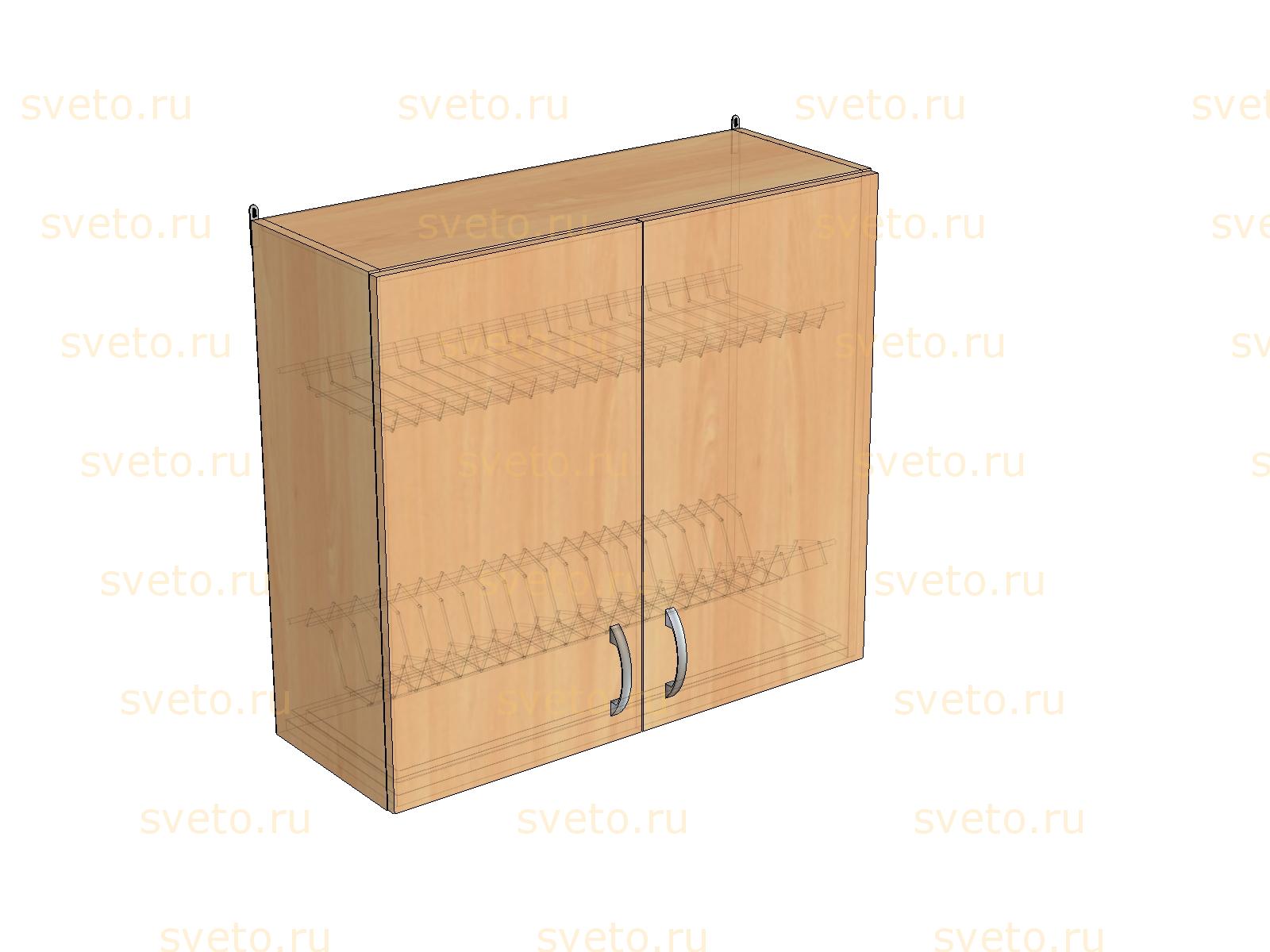 Шкаф навесной с сушилкой (Столешница ЛДСП; фасады МДФ «Бук Натур»)